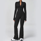 VITALINOVO Women Long Sleeve Flare Workout Jumpsuit