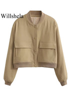 Willshela Women Fashion Solid Bomber Jackets Coat