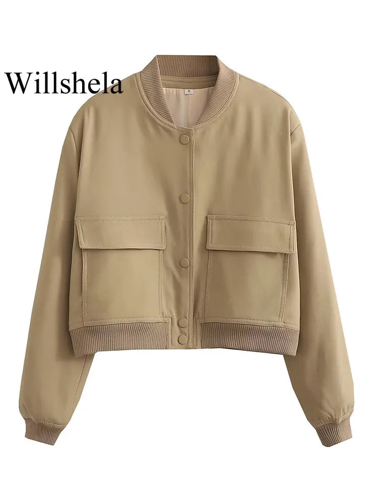 Willshela Women Fashion Solid Bomber Jackets Coat
