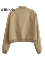 Willshela Women Fashion Solid Bomber Jackets Coat