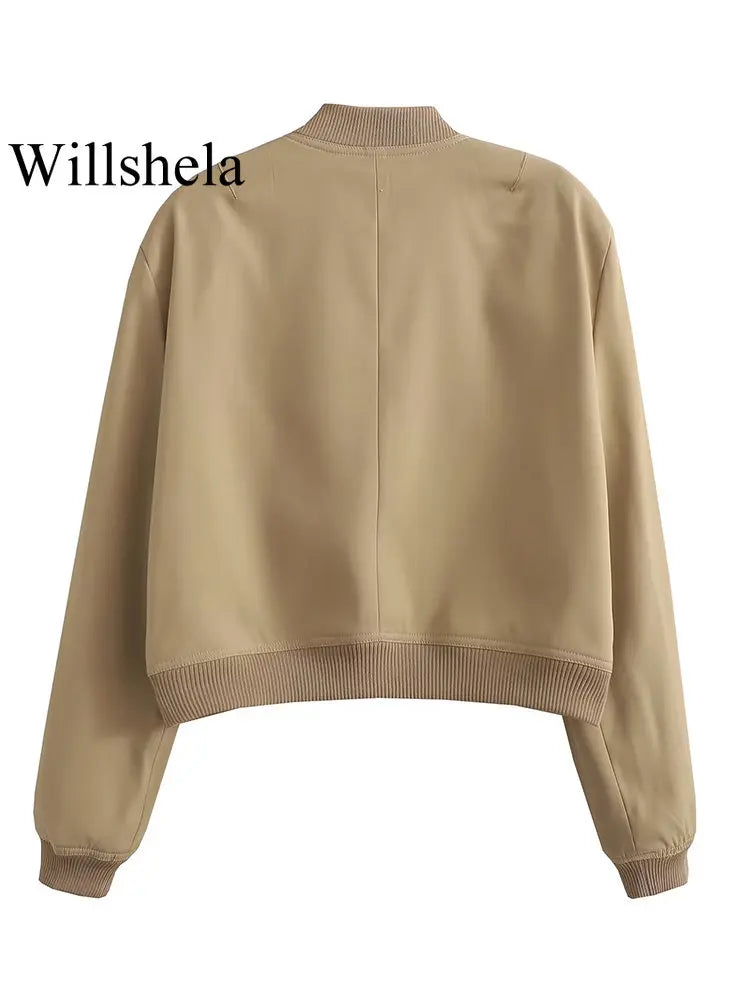 Willshela Women Fashion Solid Bomber Jackets Coat