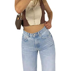 Ankle Length Ripped Holes Jean Straight