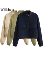 Willshela Women Fashion Solid Bomber Jackets Coat