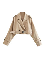 2024 Belt Cropped Trench Spring Jacket Women