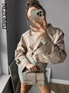2024 Belt Cropped Trench Spring Jacket Women