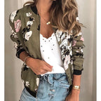 Women Elegant Zipper Bomber Jacket Spring