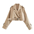 2024 Belt Cropped Trench Spring Jacket Women