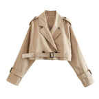 2024 Belt Cropped Trench Spring Jacket Women