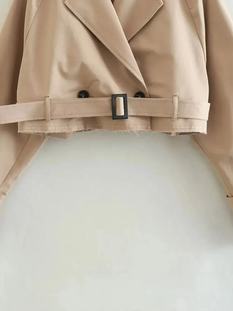 2024 Belt Cropped Trench Spring Jacket Women